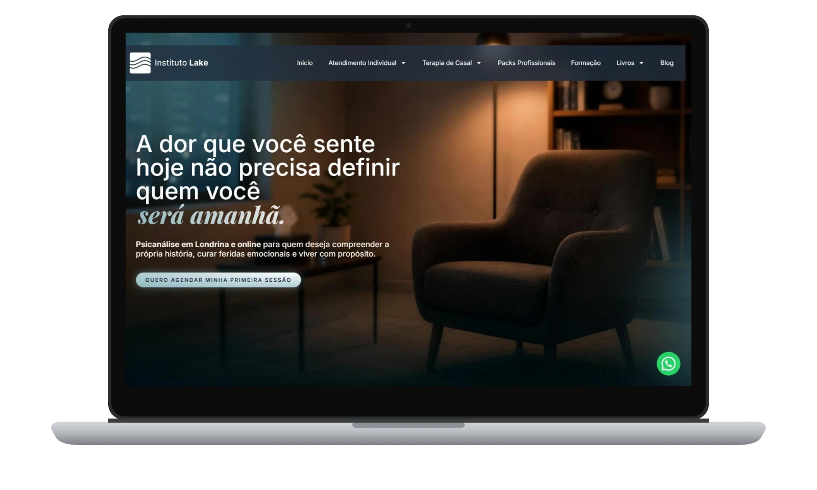 Mockup do site Instituto Lake em notebook