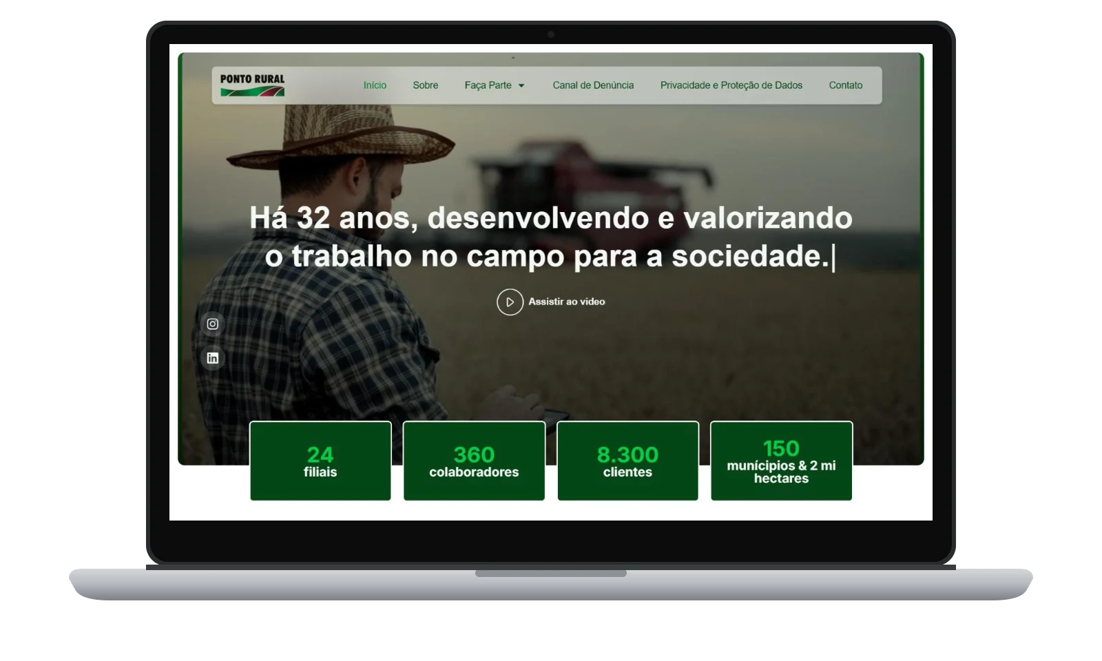 Mockup do site Ponto Rural em notebook